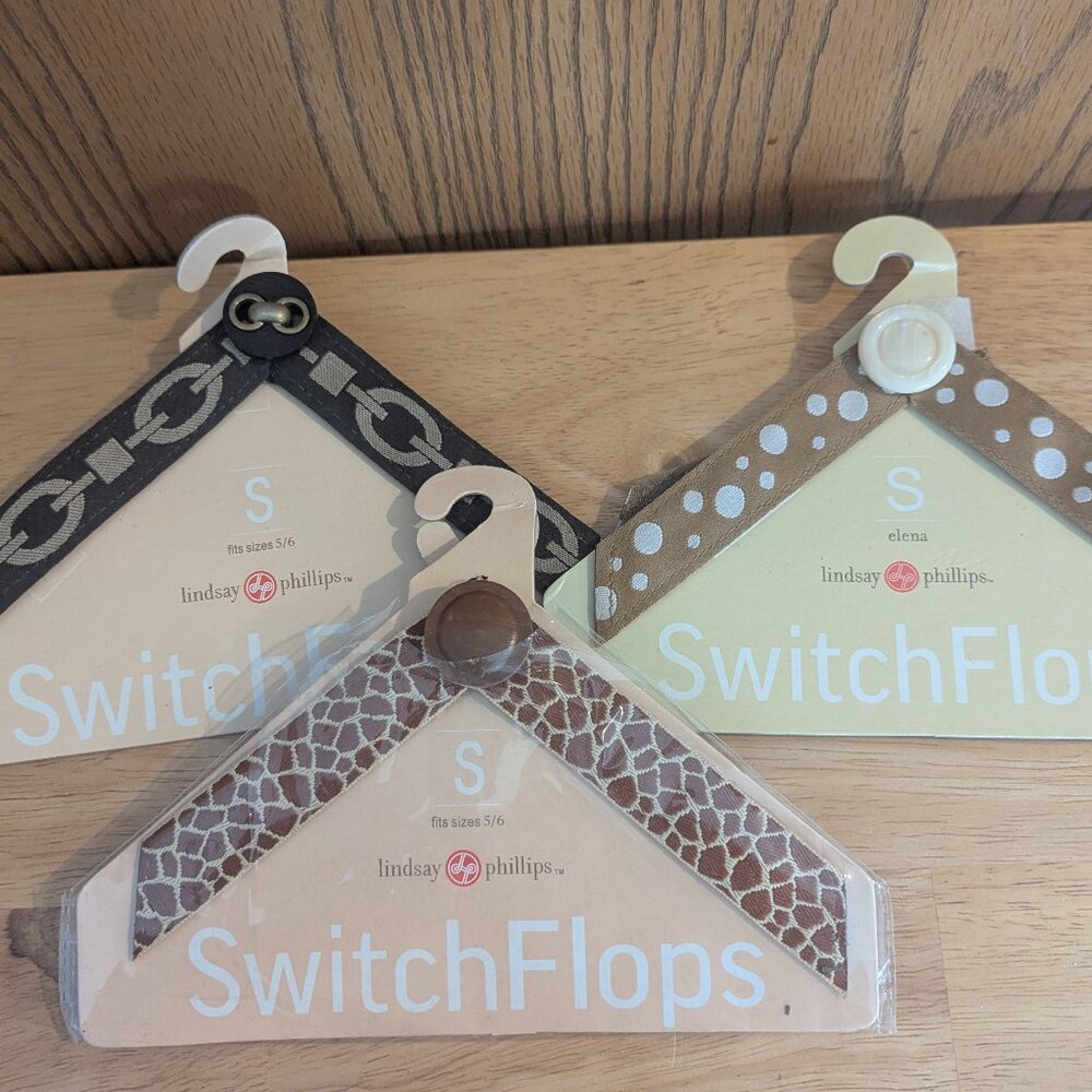 Lindsay Phillips Switch Flops Variety Bundle of 3-Neutral Browns Size Small